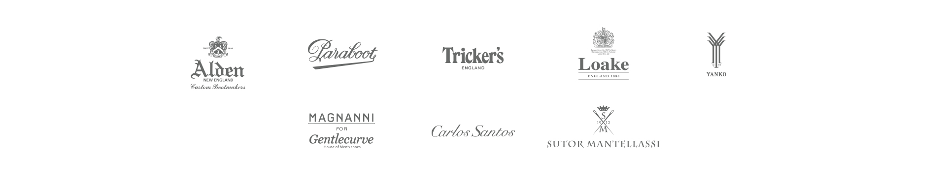 파트너 브랜드: Alden, Paraboot, Tricker's, Loake, YANKO, Magnanni for Gentlecurve, Carlos Santos, Sutor Mantellassi